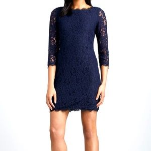 DVF Zarita Lace Dress in Navy